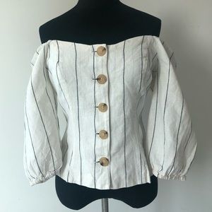 Vintage look/cottage core milkmaid striped blouse